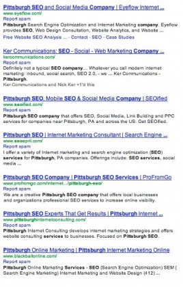 Pittsburgh SEO Company SERP